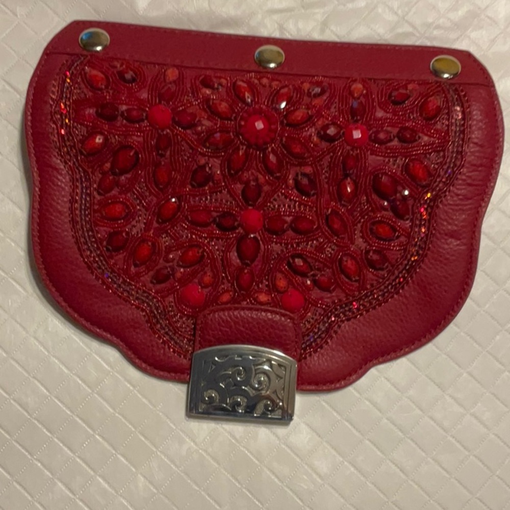 Brighton Ginger Snappy RED beaded Flap NWOT
